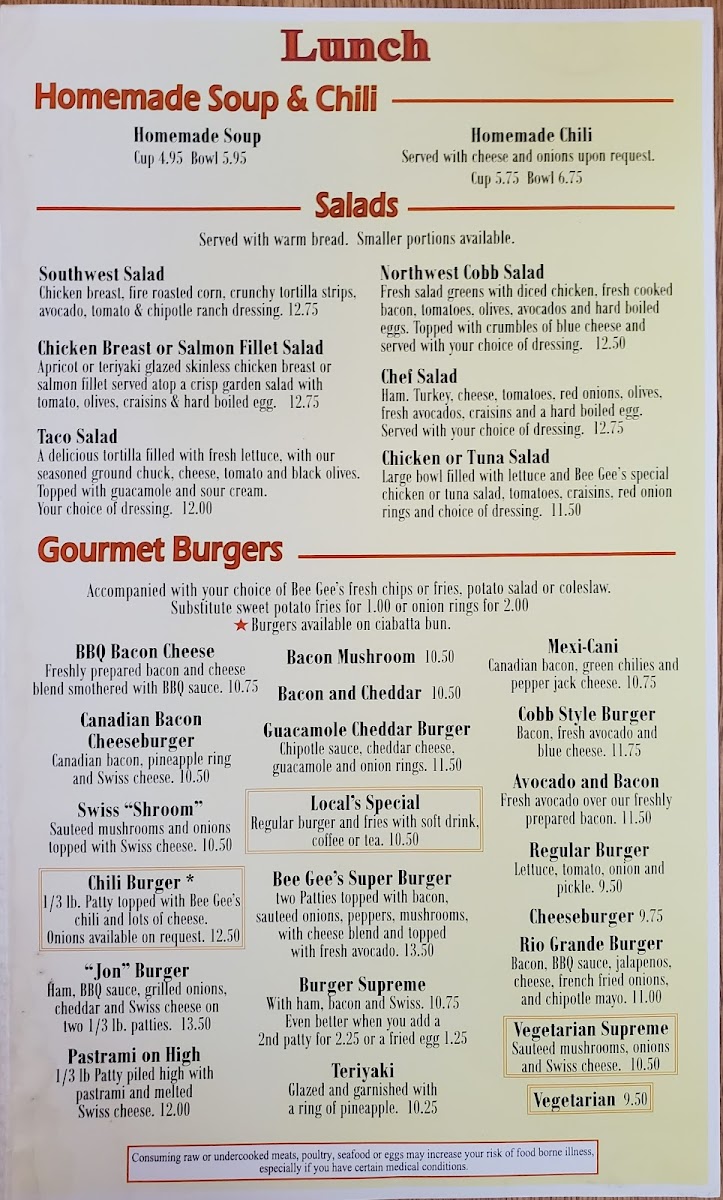 BeeGees Diner Menu - Image 4