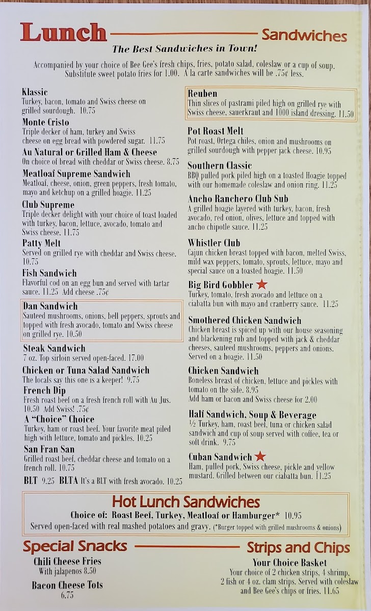 BeeGees Diner Menu - Image 5